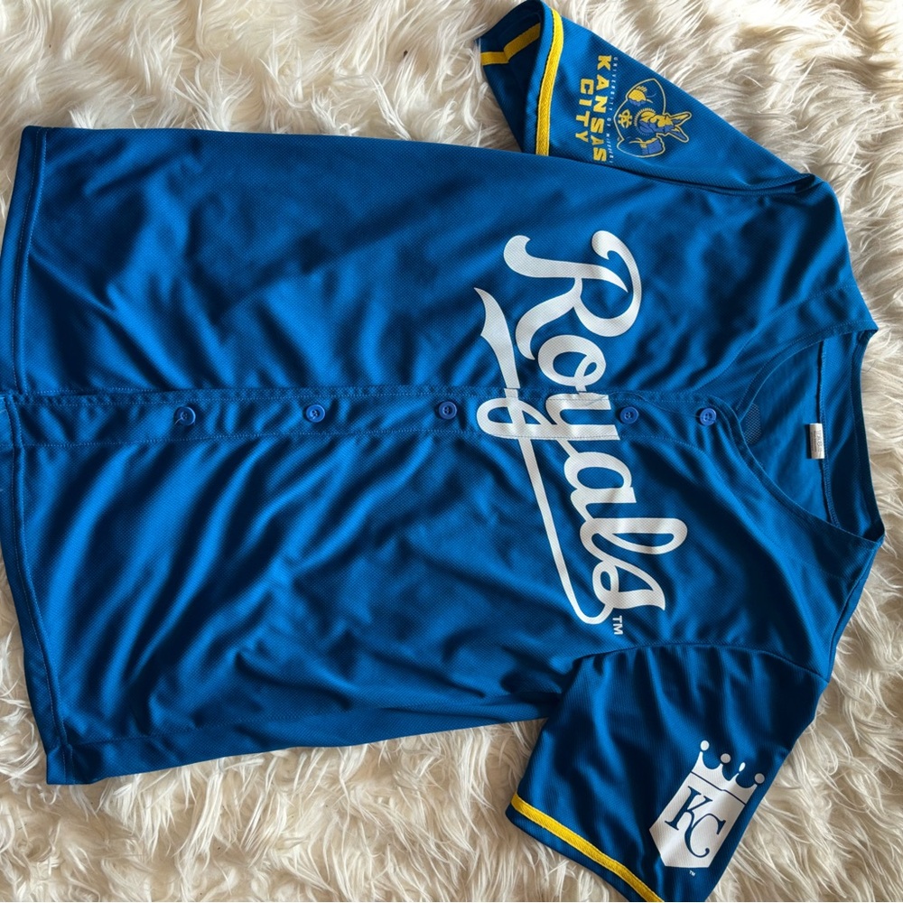 Kansas City Royals Blue Baseball Jersey with White Script